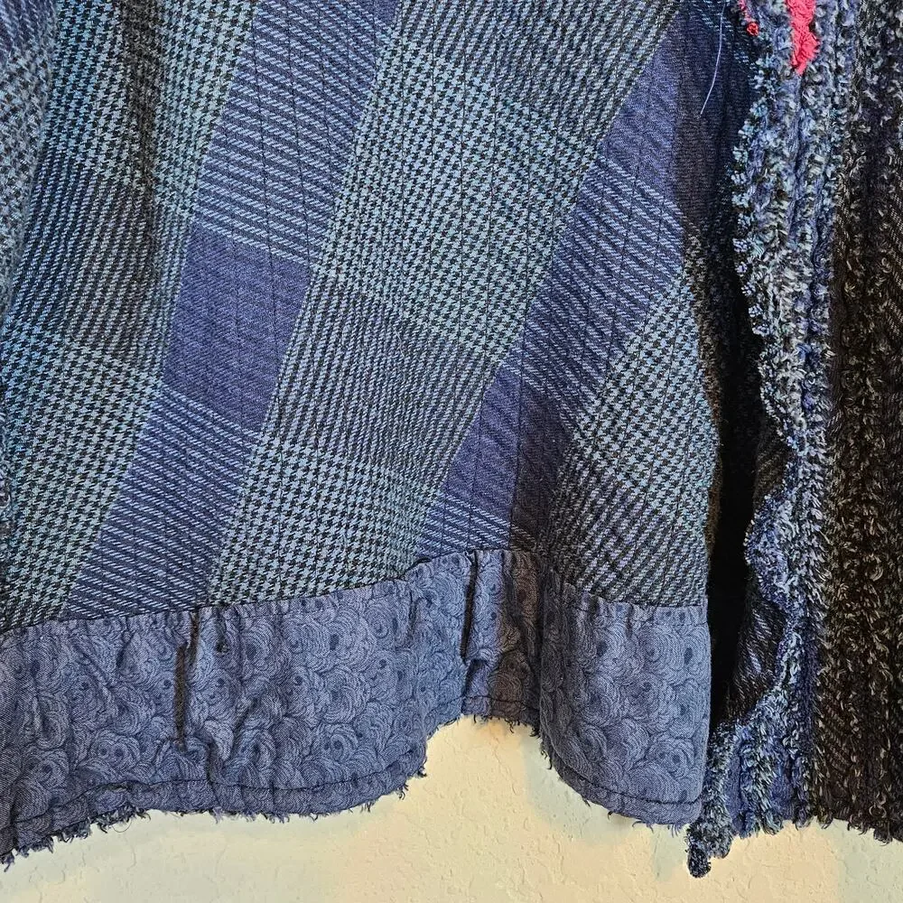 Handmade Terrycloth Blue Open Front Jacket Size‎ Large